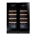 Czarna wbudowana lodówka piwniczna na 47 butelek, podwójna temperatura