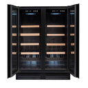 Czarna wbudowana lodówka piwniczna na 47 butelek, podwójna temperatura
