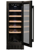 Schwarzer Einbau-Kellerkühlschrank für 20 Flaschen, Einzeltemperatur