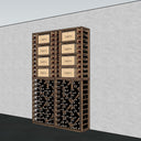 Drewniany stojak na butelki z dekorowanymi ścianami