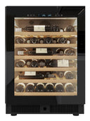Cave à vin réfrigérée encastrable noire 52 bouteilles sans poignée (rainure latérale intégrée)