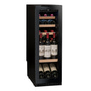 Czarna zabudowana lodówka na wino na 24 butelki, jedna temperatura