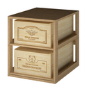 Twee houten schappen met schuifladen K562 - 2 dozen van 12 flessen